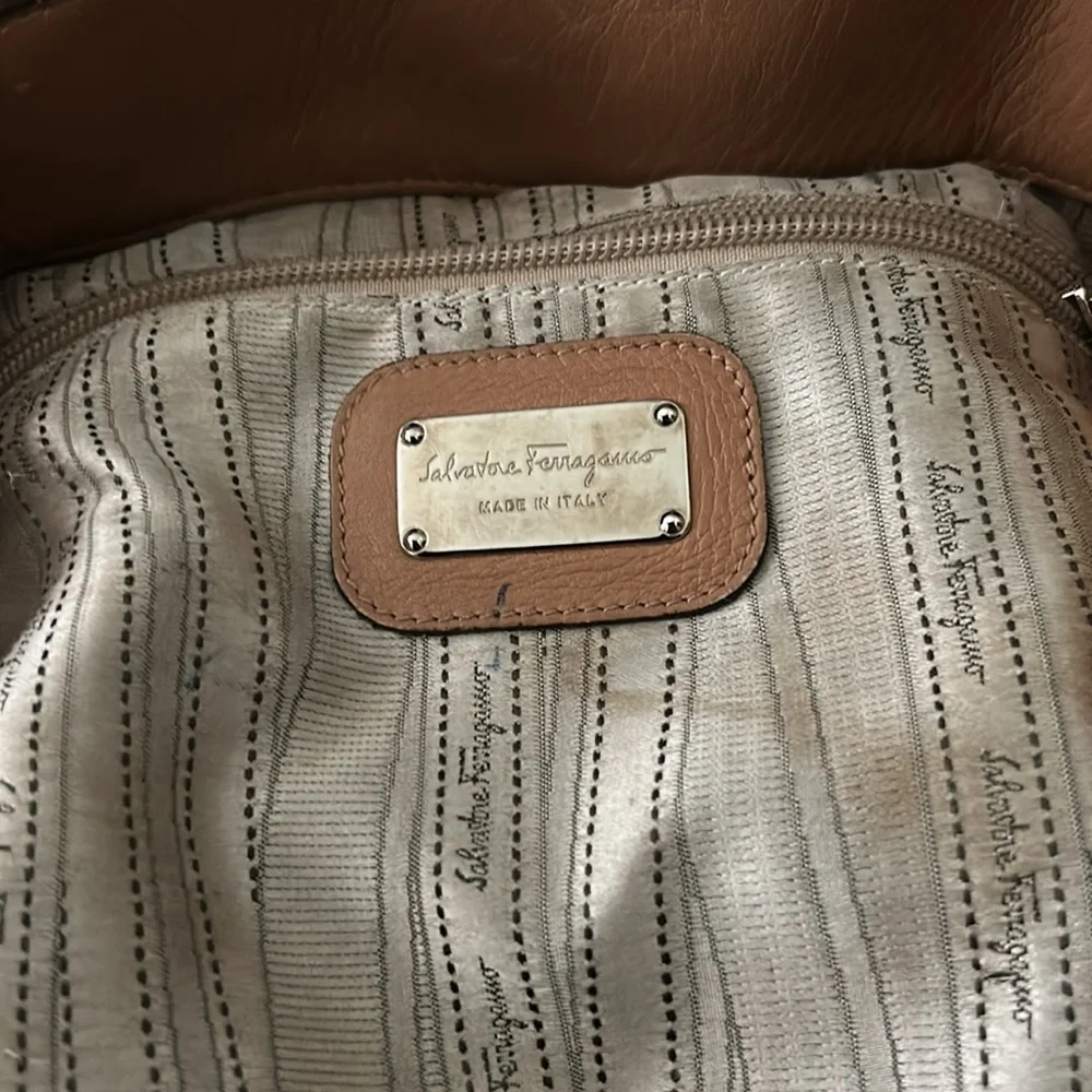 Salvatore Ferragamo Tan Leather Tote with Silver Gancini Accent - Picture 10 of 14